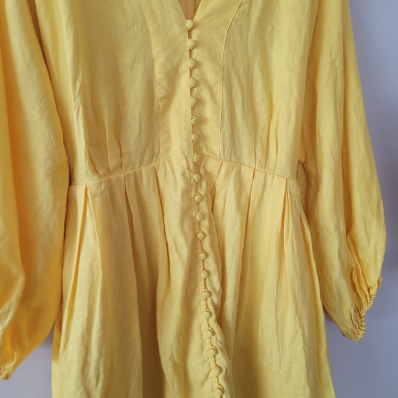 Banana Republic Sunny Yellow 100% Linen Dress Sz L Cotton Lining - Picture 8 of 11
